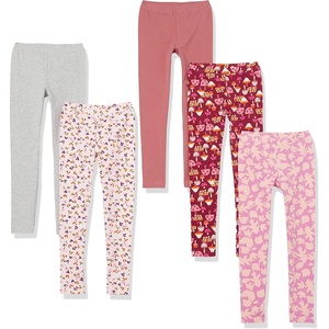 Amazon Essentials Girls’ Cotton Stretch Leggings, Multipacks(5-pack Pink Mushroom)
