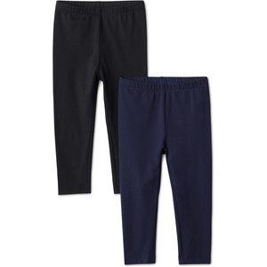 Amazon Essentials Girls’ Cotton Stretch Leggings, Multipacks(Black/ Navy)