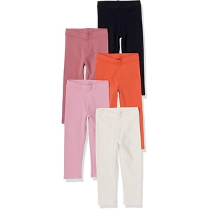 Amazon Essentials Girls’ Cotton Stretch Leggings, Multipacks(Black/Blush/Ivory/Orange/Pink)