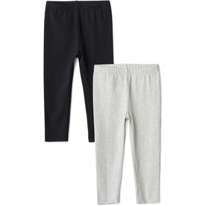 Amazon Essentials Girls’ Cotton Stretch Leggings, Multipacks(Black/Heather Grey)