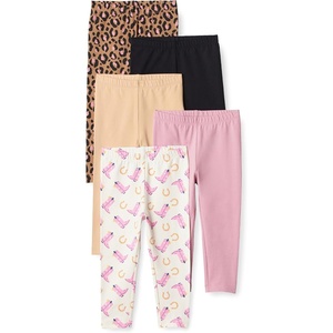 Amazon Essentials Girls’ Cotton Stretch Leggings, Multipacks(Multicolor/Leopard/Cowboy Boots)