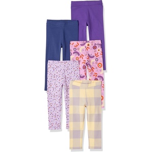 Amazon Essentials Girls’ Cotton Stretch Leggings, Multipacks(Purple  Folk Floral)