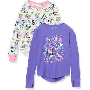 Amazon Essentials Girls Long-Sleeve Thermal T-Shirts(Purple/Minnie)