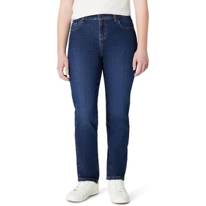 Amazon Essentials Girls’ Medium Stretch Mid-Rise Straight-Fit Jeans(Dark Shadow Wash)