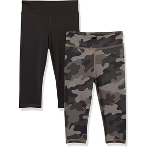 Amazon Essentials Girls and Toddlers’ Active Capri Legging, Multipacks(2-pack Black  Camo)
