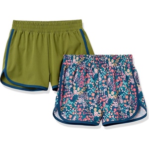Amazon Essentials Girls and Toddlers’ Active Performance Running Shorts with Elasticized Waistband, Pack of 2(2-pack Olive/Floral)