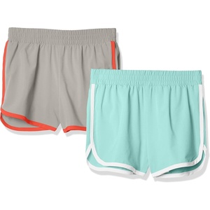 Amazon Essentials Girls and Toddlers’ Active Performance Running Shorts with Elasticized Waistband, Pack of 2(Aqua Blue/Grey)