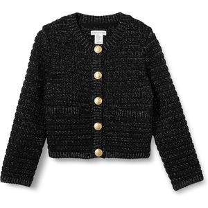 Amazon Essentials Girls and Toddlers’ Cotton Knit Cardigan Jacket(Black)