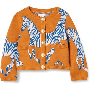 Amazon Essentials Girls and Toddlers’ Cotton Knit Cardigan Jacket(Dark Orange Zebras)