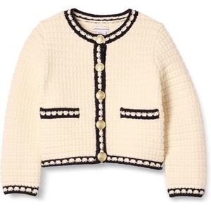 Amazon Essentials Girls and Toddlers’ Cotton Knit Cardigan Jacket(Ivory Black Combo)