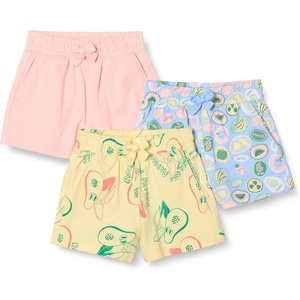 Amazon Essentials Girls and Toddlers’ Cotton Pull-On Shorts, Breathable, Stretchy with Drawstring(Pink/Tropical Fruit)