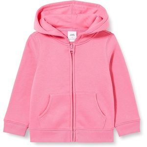 Amazon Essentials Girls and Toddlers’ Fleece Zip-Up Hooded Sweatshirt with Lined Hood and Rib Knit Detail(Bright Pink)