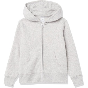 Amazon Essentials Girls and Toddlers’ Fleece Zip-Up Hooded Sweatshirt with Lined Hood and Rib Knit Detail(Light Heather Gray)
