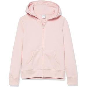 Amazon Essentials Girls and Toddlers’ Fleece Zip-Up Hooded Sweatshirt with Lined Hood and Rib Knit Detail(Light Mauve)