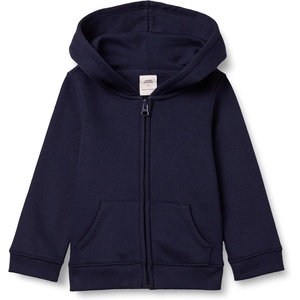 Amazon Essentials Girls and Toddlers’ Fleece Zip-Up Hooded Sweatshirt with Lined Hood and Rib Knit Detail(Navy)