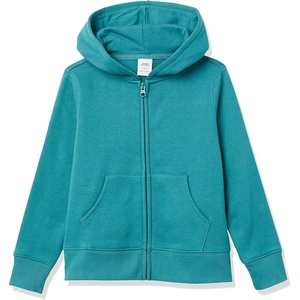 Amazon Essentials Girls and Toddlers’ Fleece Zip-Up Hooded Sweatshirt with Lined Hood and Rib Knit Detail(Teal)