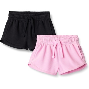 Amazon Essentials Girls and Toddlers’ French Terry Sweatshorts, Pack of 2(Black/Pink)