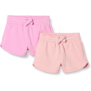 Amazon Essentials Girls and Toddlers’ French Terry Sweatshorts, Pack of 2(Light Pink/Pink)