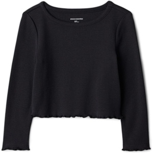 Amazon Essentials Girls and Toddlers’ Long-Sleeve Cropped Rib Top(Black)