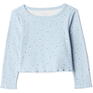 Amazon Essentials Girls and Toddlers’ Long-Sleeve Cropped Rib Top(Daisies)