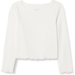 Amazon Essentials Girls and Toddlers’ Long-Sleeve Cropped Rib Top(Ivory)