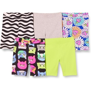 Amazon Essentials Girls and Toddlers’ Midi Bike Shorts, Pack of 5(5-pack Cats and Daisies)