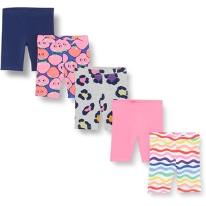 Amazon Essentials Girls and Toddlers’ Midi Bike Shorts, Pack of 5(Blue Strawberries/Grey Cheetah/Navy/Pink/White Rainbow Print)