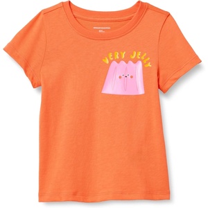 Amazon Essentials Girls and Toddlers’ Short-Sleeve T-Shirts(Bright Orange Jelly)