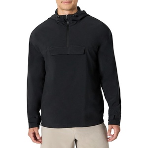 Amazon Essentials Men’s Athletic Lightweight Stretch Woven Colorblock Anorak Jacket(Black)