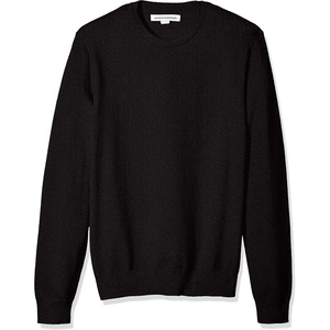 Amazon Essentials Men’s Cable Knit Long-Sleeve Crewneck Sweater, 100% Cotton, Big & Tall Options Available(Black)