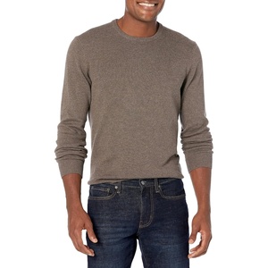 Amazon Essentials Men’s Cable Knit Long-Sleeve Crewneck Sweater, 100% Cotton, Big & Tall Options Available(Brown Heather)