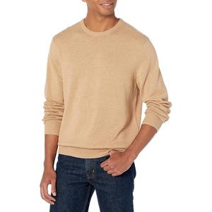 Amazon Essentials Men’s Cable Knit Long-Sleeve Crewneck Sweater, 100% Cotton, Big & Tall Options Available(Camel Heather)