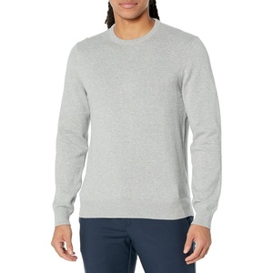 Amazon Essentials Men’s Cable Knit Long-Sleeve Crewneck Sweater, 100% Cotton, Big & Tall Options Available(Light Grey Heather)