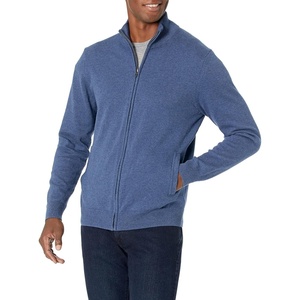 Amazon Essentials Men’s Full-Zip Cotton Sweater(Blue Heather)
