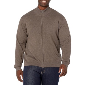 Amazon Essentials Men’s Full-Zip Cotton Sweater(Brown Heather)