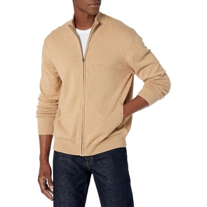 Amazon Essentials Men’s Full-Zip Cotton Sweater(Camel Heather)