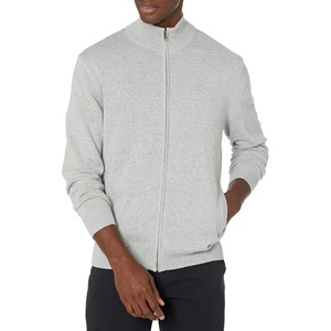 Amazon Essentials Men’s Full-Zip Cotton Sweater(Light Grey Heather)