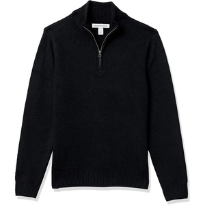 Amazon Essentials Men’s Long-Sleeve Soft Touch Rib Quarter-Zip Sweater(Black)