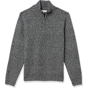 Amazon Essentials Men’s Long-Sleeve Soft Touch Rib Quarter-Zip Sweater(Charcoal Marl)