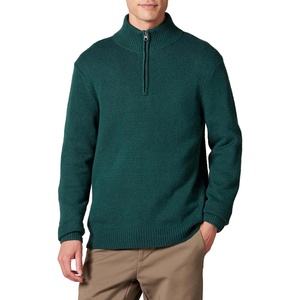Amazon Essentials Men’s Long-Sleeve Soft Touch Rib Quarter-Zip Sweater(Forest Green)