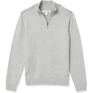 Amazon Essentials Men’s Long-Sleeve Soft Touch Rib Quarter-Zip Sweater(Light Grey)