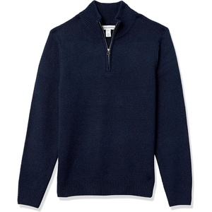Amazon Essentials Men’s Long-Sleeve Soft Touch Rib Quarter-Zip Sweater(Navy)