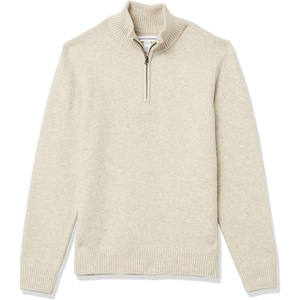Amazon Essentials Men’s Long-Sleeve Soft Touch Rib Quarter-Zip Sweater(Off-white)