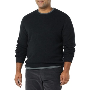 Amazon Essentials Men’s Long-Sleeve Soft Touch Waffle Stitch Crewneck Sweater(Black)
