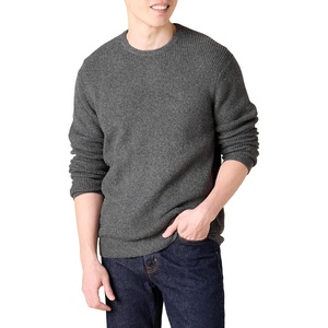 Amazon Essentials Men’s Long-Sleeve Soft Touch Waffle Stitch Crewneck Sweater(Charcoal Heather)