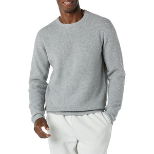 Amazon Essentials Men’s Long-Sleeve Soft Touch Waffle Stitch Crewneck Sweater(Light Grey Heather)