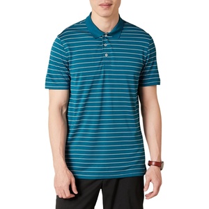 Amazon Essentials Men’s Moisture Wicking Golf Polo Shirt, Short Sleeve, Slim-Fit, Quick-Dry, Active Wear(Blue White Mini Stripe)