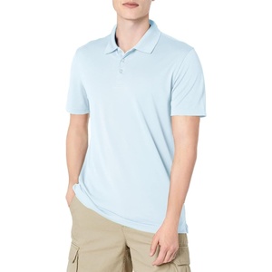 Amazon Essentials Men’s Moisture Wicking Golf Polo Shirt, Short Sleeve, Slim-Fit, Quick-Dry, Active Wear(Light Blue)