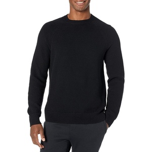 Amazon Essentials Men’s Oversized Crewneck Sweater, Textured, Loose Fit(Black)