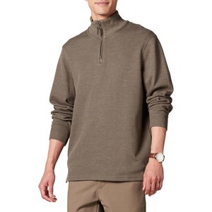 Amazon Essentials Men’s Quarter-Zip French Rib Mock Neck Sweater, Casual Wear(Brown Heather)